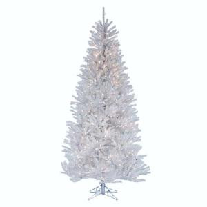 4.5 ft. Pre-Lit Silver Ice Artificial Christmas Tree with Clear Lights