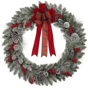 36 in. Snowy Pinecone and Berry Mixed Pine Artificial Wreath