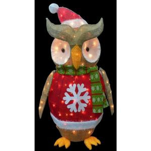 36 in. Lighted Tinsel Owl