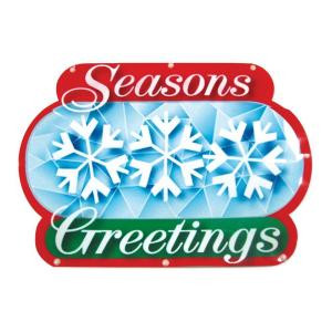 Battery-Operated 16 in. "Season's Greetings" LED Light Show Sign