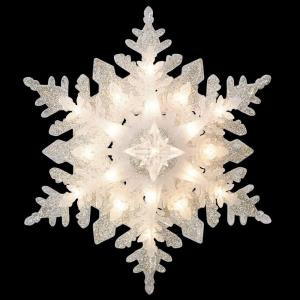 11 in. 19-Light Holiday Classics Silver Glittered Snowflake Tree Topper