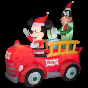 6 ft. Inflatable Mickey and Goofy Fire Truck Scene