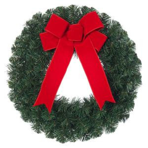 20 in. Noble Pine Artificial Wreath with Red Bow (Set of 6)