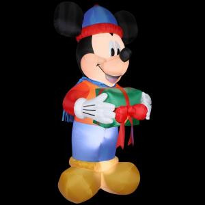 52.76 in. W x 57.09 in. D x 120.08 in. H Inflatable Mickey with Present