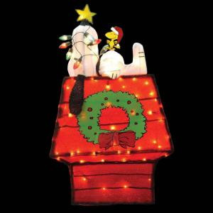 42 in. Pre-Lit 3D Tinsel Snoopy on Dog House with Star