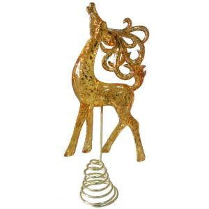 Snowberry 13 in. Gold Reindeer Tree Topper