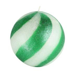 4 in. Green Candy Cane Ball Candle (2-Box)