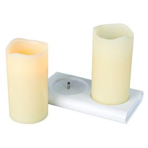 3 in. x 6 in. Wax Bisque Rechargeable LED Candle (2-Set)