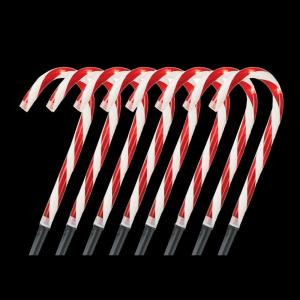 10 in. Lighted Candy Cane Pathway Stakes (Set of 8)