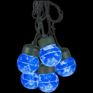 8-Light Icy Blue Projection Round Light String with Clips