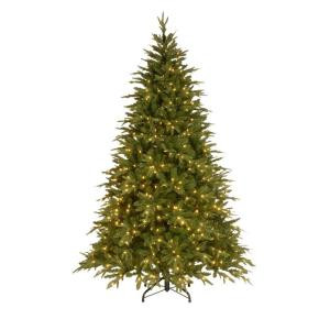 7.5 ft. Feel-Real Pomona Pine Hinged Artificial Christmas Tree with 600 Ready-Lit Clear Lights