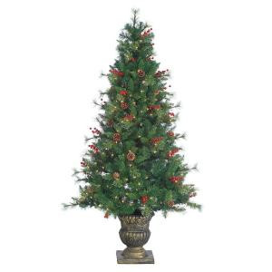 6 ft. Pre-Lit Potted Alberta Artificial Christmas Spruce