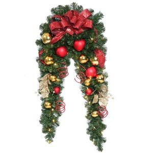 Decorative Collection 6 ft. Home Spun Swag Garland with 50 Clear Lights and Decorations