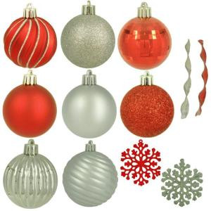Red-Silver Assorted Ornament Set (100-Piece)