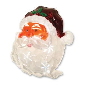 13.75 in. Battery-Operated Pure White Twinkling LED Santa Icy Window Decor