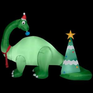 114.17 in. W x 62.21 in. D x 85.04 in. H Inflatable Brontosaurus and Christmas Tree Scene