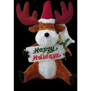 42 in. Lighted Tinsel Moose with Sign