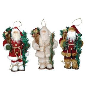 9 in. Snowshoe Santa Ornament (3-Assorted)