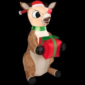 3.5 ft. LED Inflatable Outdoor Rudolph with Present and Scarf