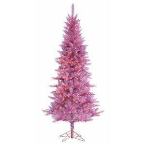 7.5 ft. Pre-Lit Hot Pink Tiffany Tinsel Artificial Christmas Tree