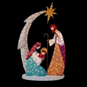 6 ft. Lighted Tinsel Nativity Scene