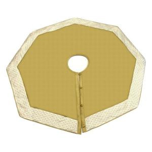54 in. Holiday Shimmer Gold Christmas Tree Skirt with Ivory Trim