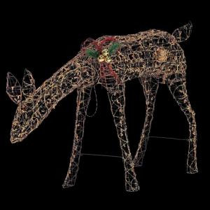 48 in. Lighted Grapevine Grazing Doe with Animation
