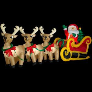 16 ft. Inflatable Giant Lighted Sleigh with Reindeer
