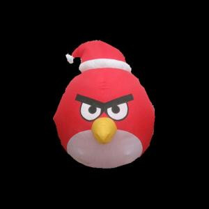 43 in. W x 66 in. D x 60 in. H Inflatable Holiday Red Angry Bird with Santa Hat