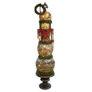 64 in. H Nutcracker with Rattan Decor and Lights