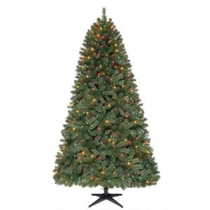7.5 ft. Pre-Lit Wesley Spruce Artificial Christmas Tree with Multi-Color Lights