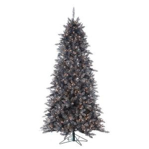7.5 ft. Pre-Lit Black/Silver Frasier Fir Artificial Christmas Tree with Clear Lights