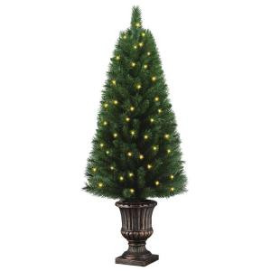4 ft. Pre-Lit Potted Entrance Artificial Christmas Tree with 50 Clear Lights
