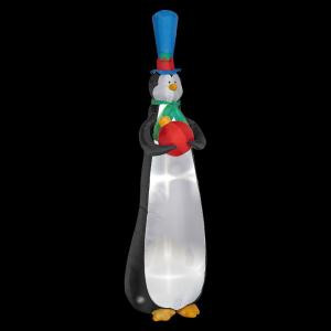 9 ft. Airblown Sky High Lighted Penguin Holding Red Ornament