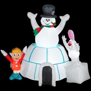 5 ft. Airblown Lighted Frosty in Igloo with Karen and Rabbit Scene