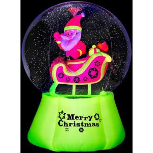 51 in. W x 51 in. D x 72 in. H Inflatable Neon Santa n Sleigh Snow Globe