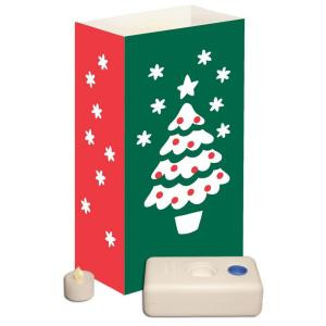 11 in. Battery Operated Christmas Tree Luminaria Kit (Set of 12)