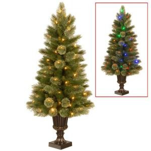 4-1/2 ft. Kenora Cashmere Entrance Artificial Christmas Tree in Dark Bronze Plastic Urn