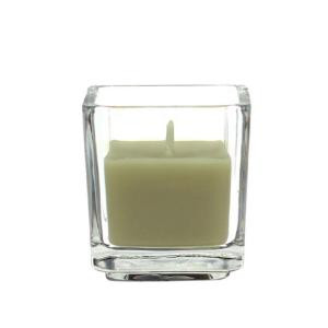 2 in. Sage Green Square Glass Votive Candles (12-Box)
