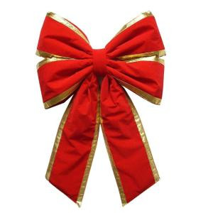 24 in. x 36 in. Commercial Red Velvet Bow with Gold Trim