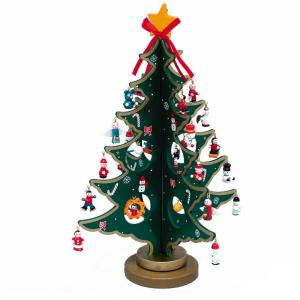 11.75 in. Wooden Tree with Miniature Wooden Ornaments, 25 Piece Set