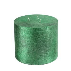 6 in. x 5 in. Metallic Green Scratch Pillar Candle