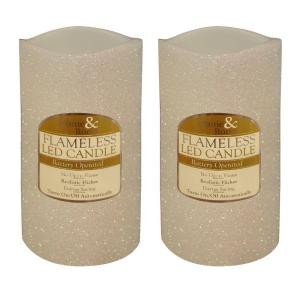 6 in. White Glitter Flameless LED Candles (Set of 2)