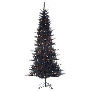 7.5 ft. Pre-Lit Black Tiffany Tinsel Artificial Christmas Tree with Clear Lights