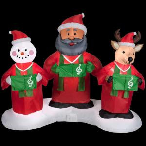 6 ft. Animated Inflatable African American Santa Snowman and Reindeer Gospel Trio