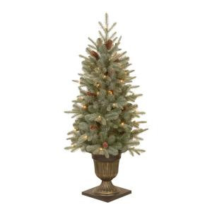 4.5 ft. Alaskan Spruce Potted Artificial Christmas Tree with Clear Lights and Pinecones