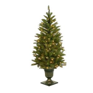 4.5 ft. Pre-Lit LED Dunhill Fir Potted Artificial Christmas Tree with Clear Lights