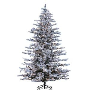 10 ft. Pre-Lit Heavy Flocked Pacific Glitter Artificial Christmas Tree