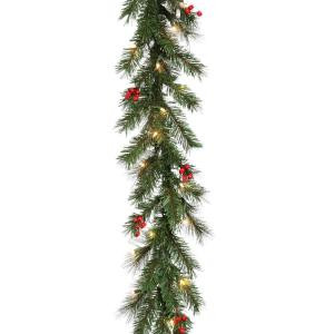Decorative Collection 9 ft. Noble Garland with 50 Clear Lights