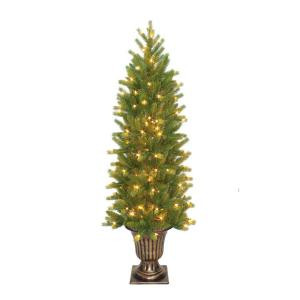 5 ft. Feel-Real Artificial Grande Fir Christmas Entrance Tree with Clear Lights